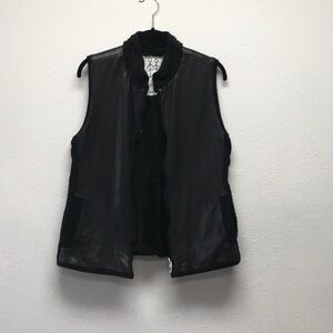 Pete & Greta for Johnny Was Black Faux Leather Teddy Vest